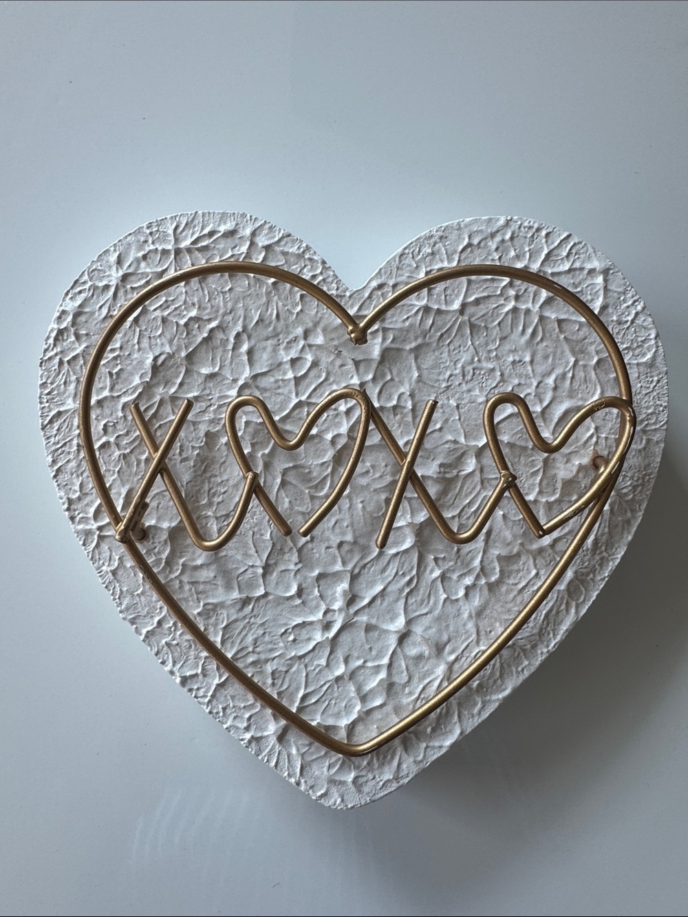 Smart Living White Heart Wall Art with Gold Wire Accents